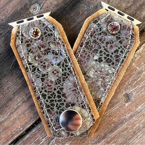 Floral crackle leather Apple Watch band